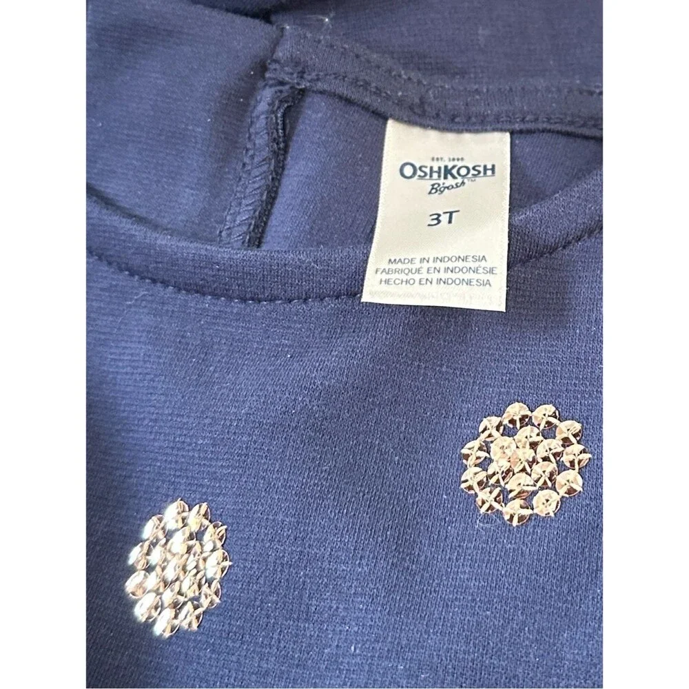 OshKosh B’gosh Sleeveless Dress NEW Size 3T Navy Gold